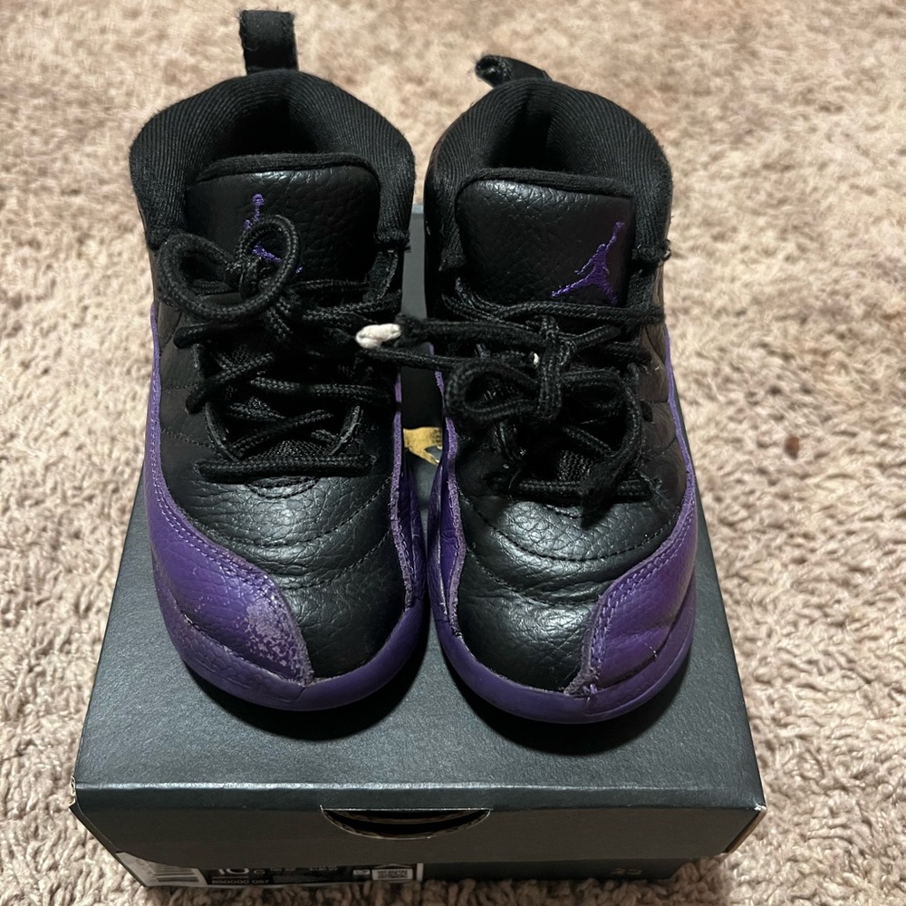 Jordan Kids Black and Purple High-Top Sneakers